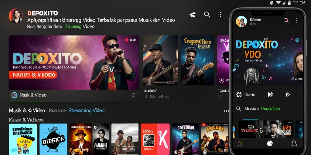 Antarmuka aplikasi DEPOXITO yang menarik untuk streaming video.