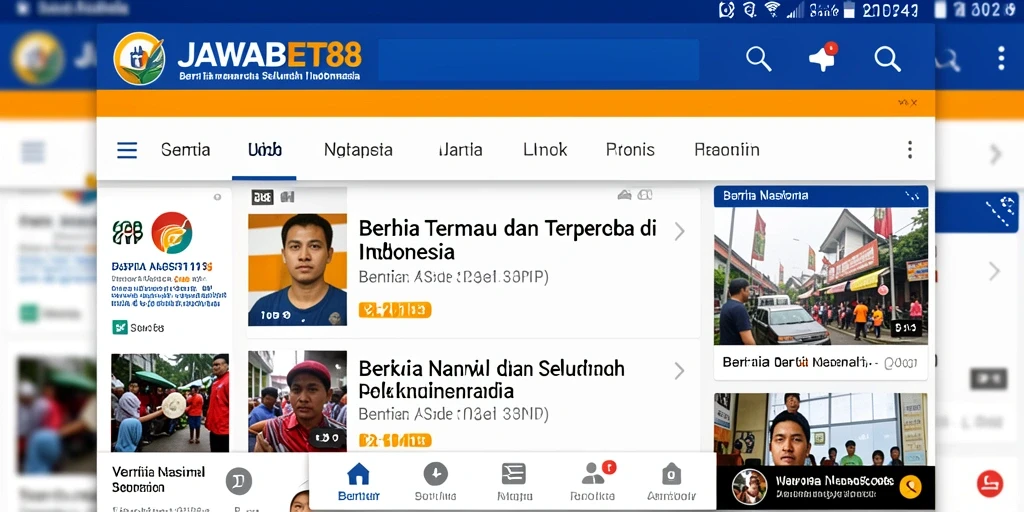 Antarmuka pengguna aplikasi JAWABET88 yang menarik dan informatif.