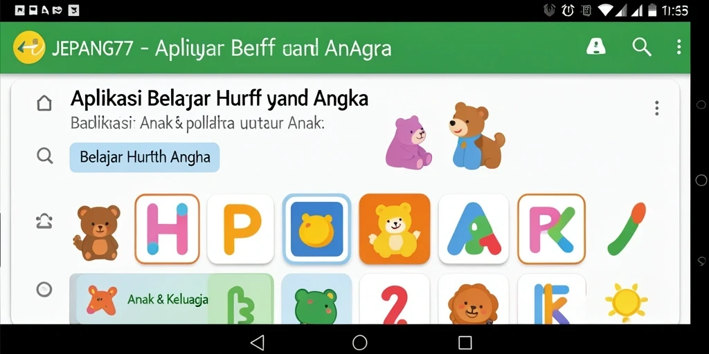 Antarmuka menarik <strong>JEPANG77</strong> untuk belajar huruf dan angka