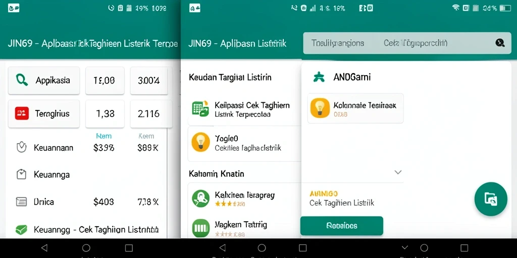 Tampilan utama JIN69 dengan fitur cek tagihan listrik yang intuitif.