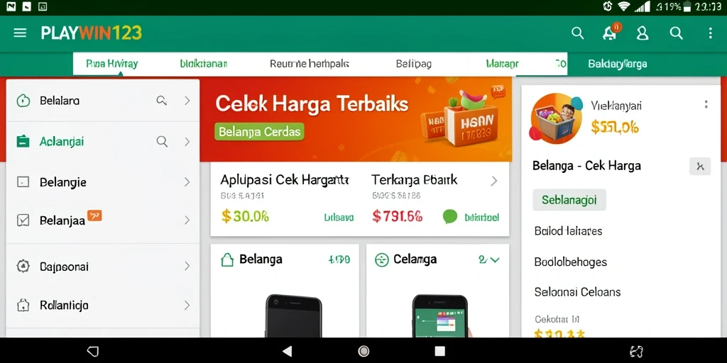 Screenshot utama PLAYWIN123 menampilkan antarmuka pengguna yang ramah dan fitur Cek Harga.