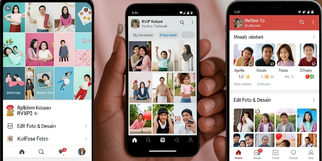 Antarmuka RVIP2 yang user-friendly dengan fitur kolase foto yang menarik.